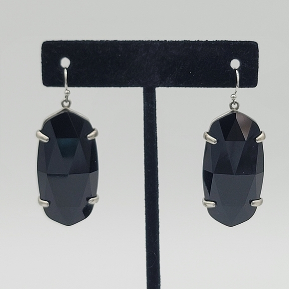 Kendra Scott Esme Earrings Black Silver Tone #860 - Picture 7 of 9